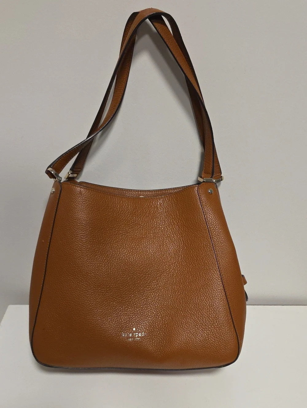 kate spade Pebbled Leather Double-Handle Shoulder Bag in Tan Brown